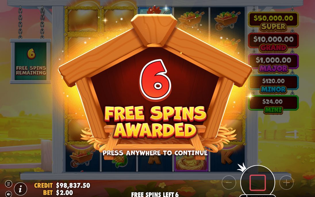 Barn wheel active at the top in Wheel Bonus